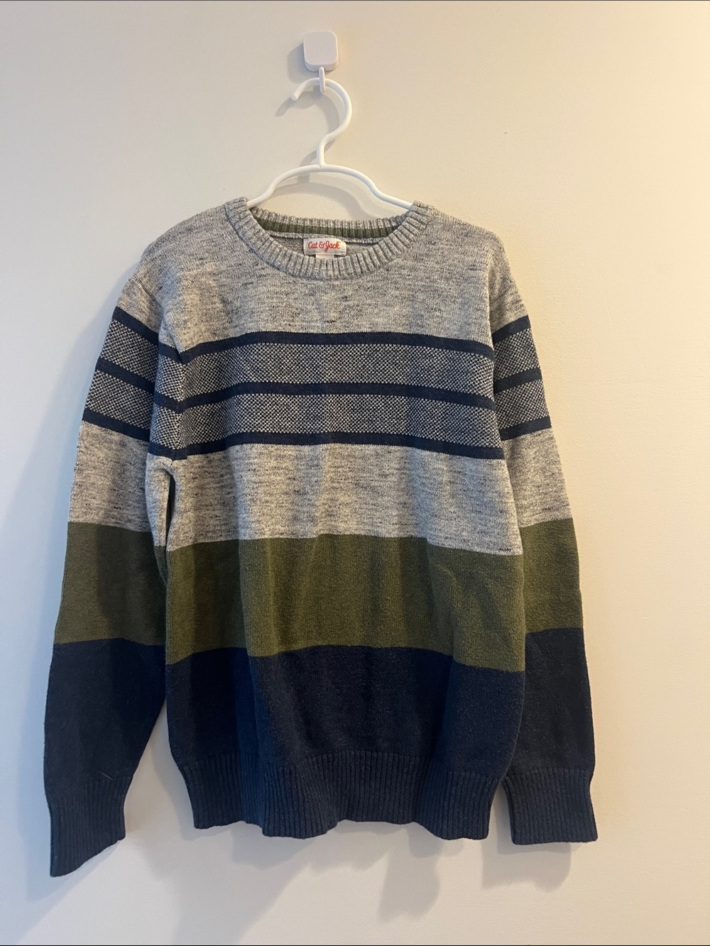 Cat & Jack Men's Crewneck Sweater in Gray, Olive & Navy